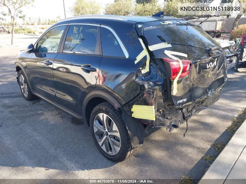 2022 Kia Niro Ev Ex VIN: KNDCC3LG1N5118938 Lot: 40703078