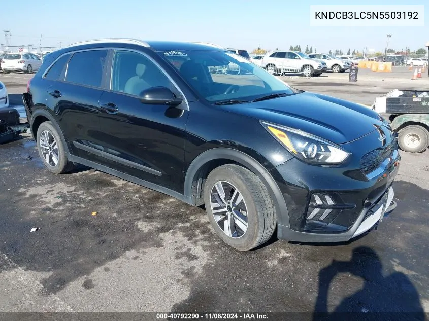 2022 Kia Niro Lxs VIN: KNDCB3LC5N5503192 Lot: 40792290