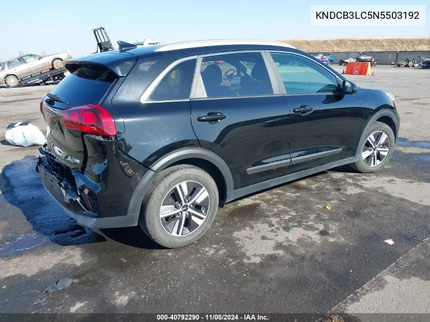 2022 Kia Niro Lxs VIN: KNDCB3LC5N5503192 Lot: 40792290