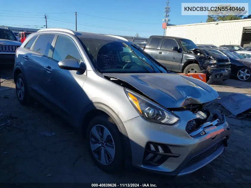 2022 Kia Niro Lx VIN: KNDCB3LC2N5540460 Lot: 40839626