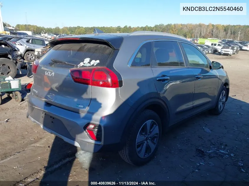 2022 Kia Niro Lx VIN: KNDCB3LC2N5540460 Lot: 40839626