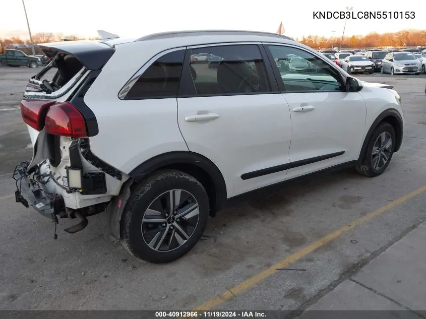 2022 Kia Niro Lxs VIN: KNDCB3LC8N5510153 Lot: 40912966