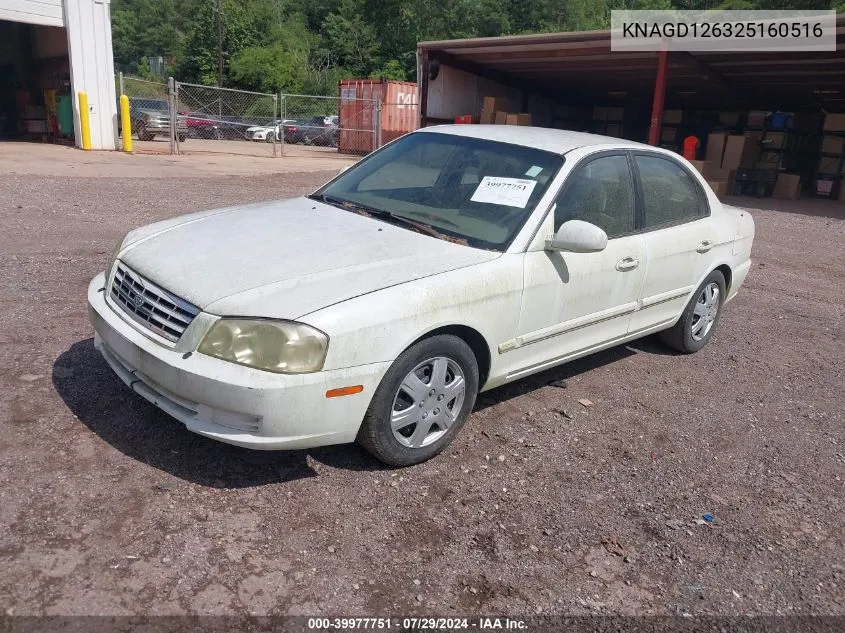 2002 Kia Optima Lx/Se VIN: KNAGD126325160516 Lot: 39977751