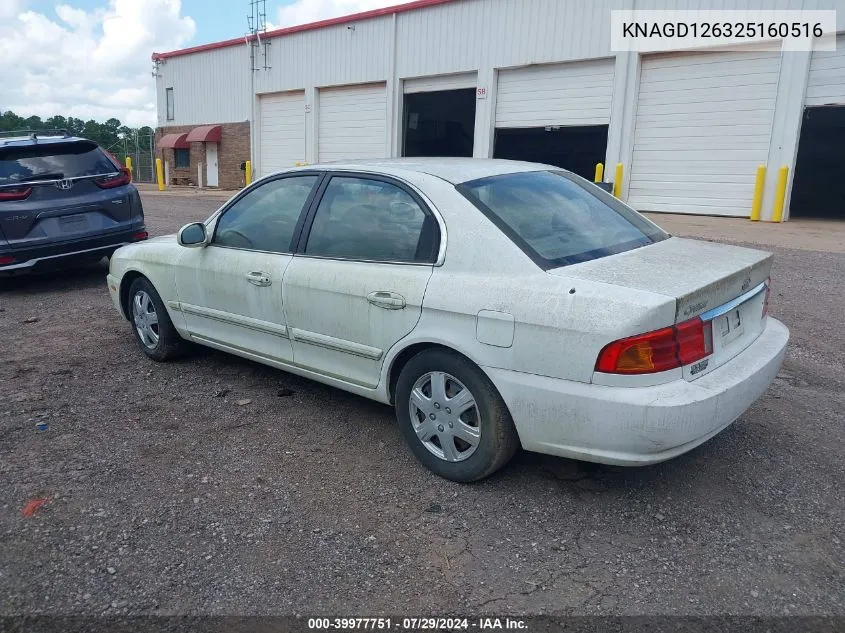 2002 Kia Optima Lx/Se VIN: KNAGD126325160516 Lot: 39977751