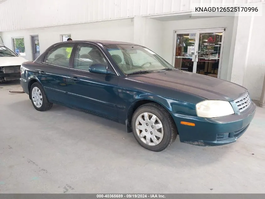 2002 Kia Optima Lx/Se VIN: KNAGD126525170996 Lot: 40365689