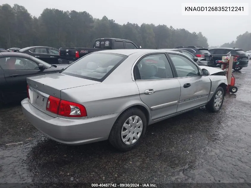 2003 Kia Optima Lx/Se VIN: KNAGD126835212241 Lot: 40457742