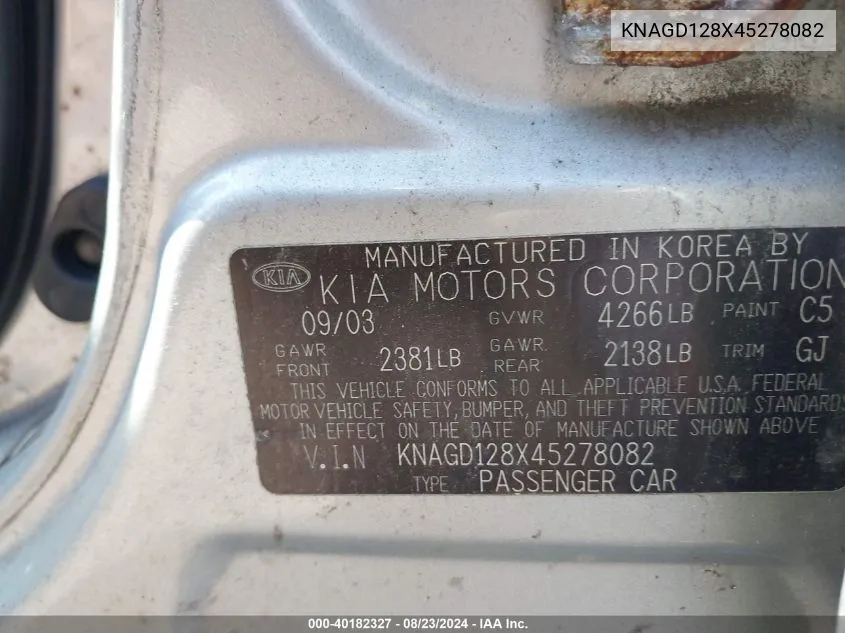 KNAGD128X45278082 2004 Kia Optima Ex V6/Lx V6