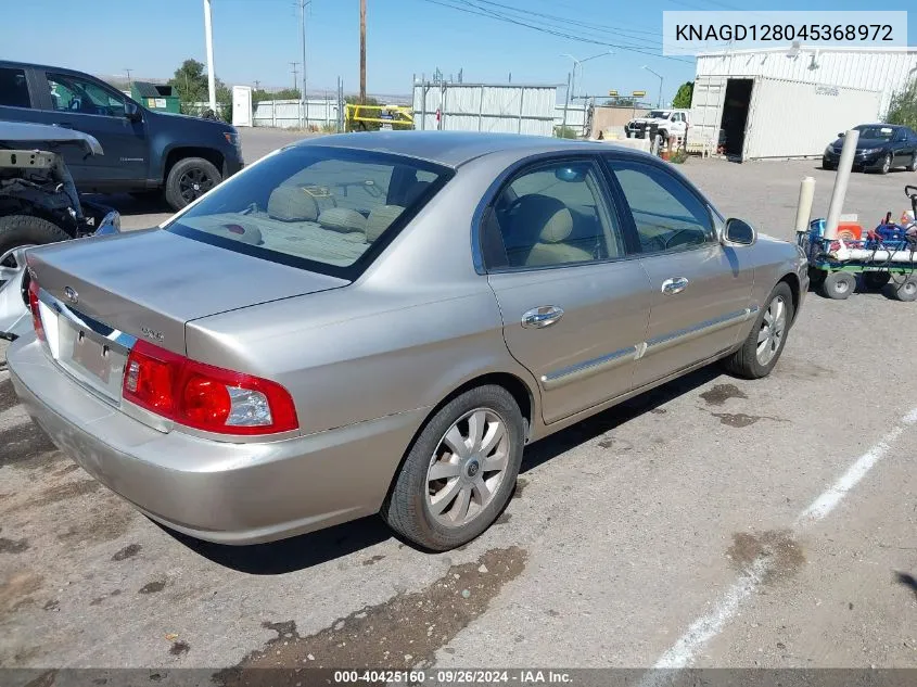 2004 Kia Optima Ex V6/Lx V6 VIN: KNAGD128045368972 Lot: 40425160