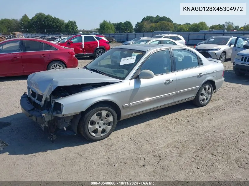 2004 Kia Optima Ex V6/Lx V6 VIN: KNAGD128X45304972 Lot: 40540868