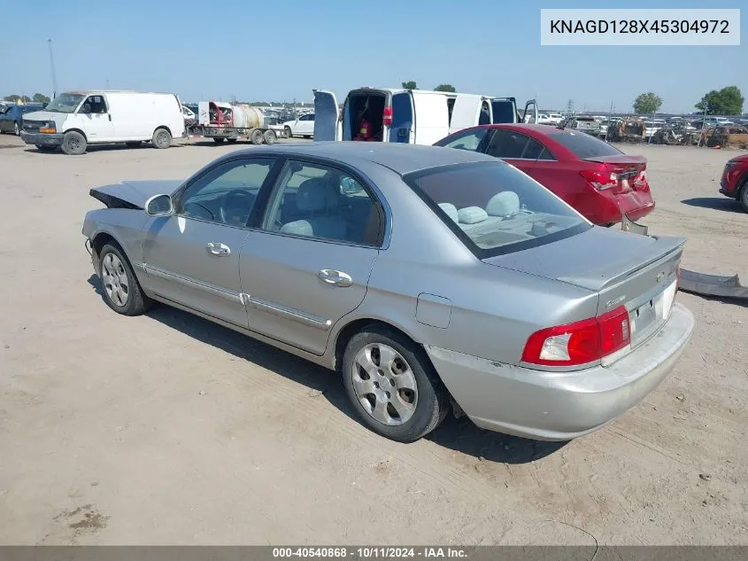 2004 Kia Optima Ex V6/Lx V6 VIN: KNAGD128X45304972 Lot: 40540868