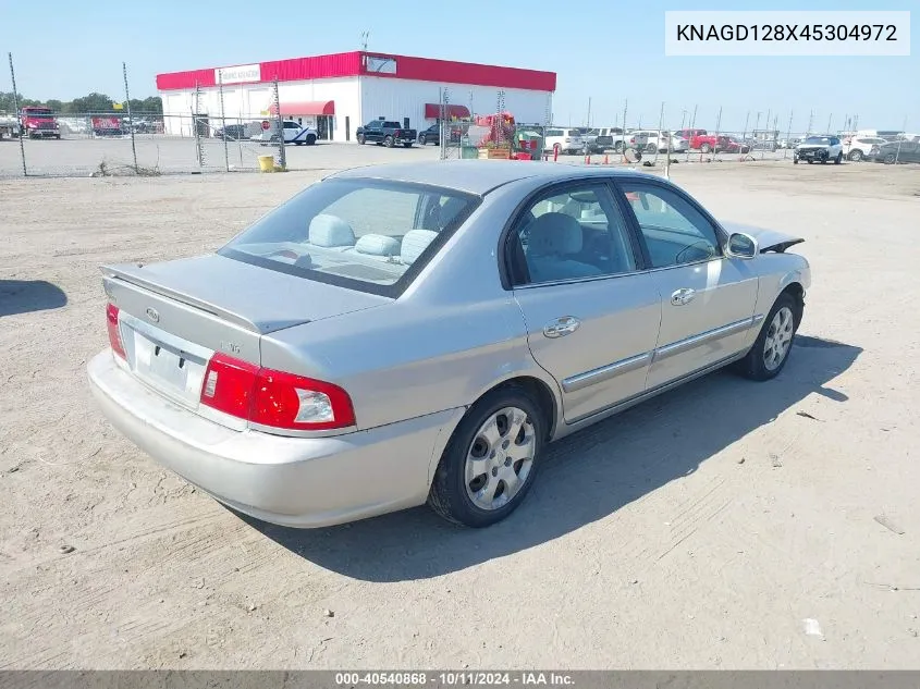 2004 Kia Optima Ex V6/Lx V6 VIN: KNAGD128X45304972 Lot: 40540868