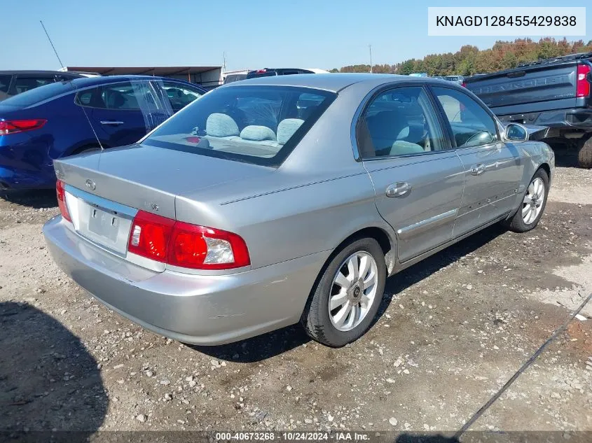 2005 Kia Optima Ex V6/Lx V6 VIN: KNAGD128455429838 Lot: 40673268