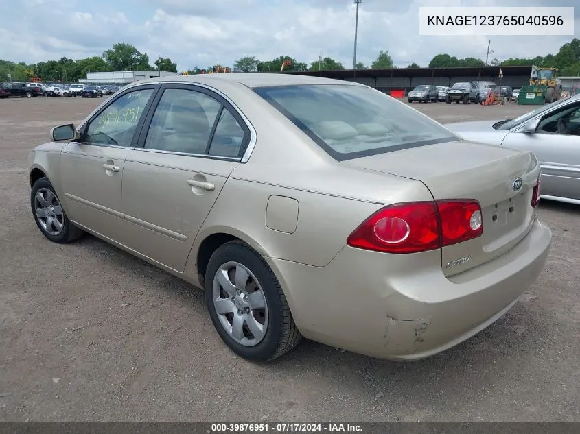 2006 Kia Optima Ex (New)/Lx (New) VIN: KNAGE123765040596 Lot: 39876951