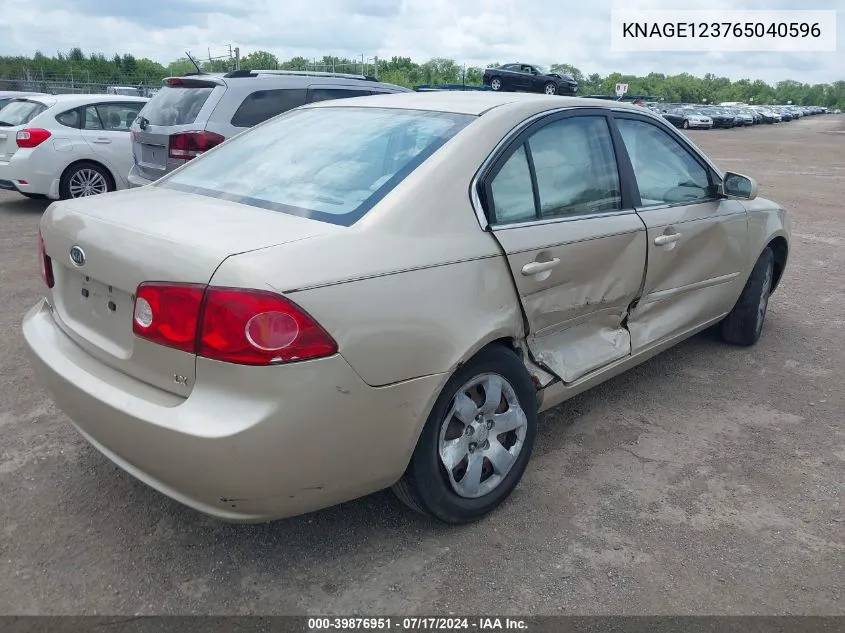 2006 Kia Optima Ex (New)/Lx (New) VIN: KNAGE123765040596 Lot: 39876951