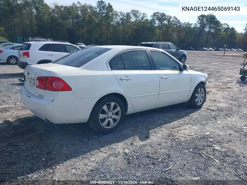 2006 Kia Optima Lx/Ex VIN: KNAGE124465069143 Lot: 40865021