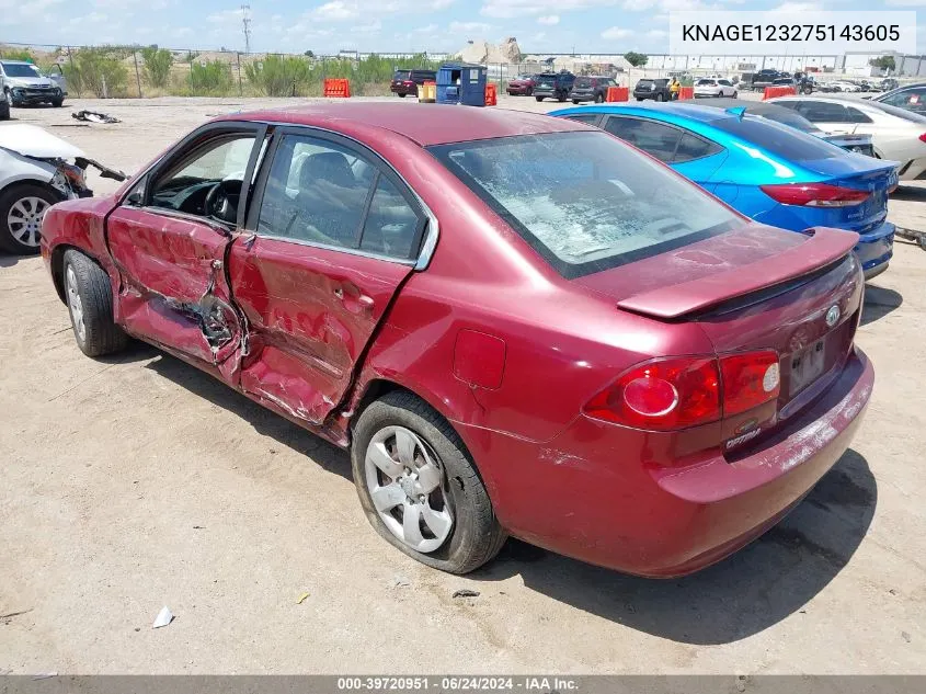 KNAGE123275143605 2007 Kia Optima Lx