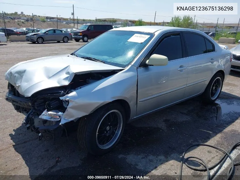 KNAGE123675136298 2007 Kia Optima Lx/Ex