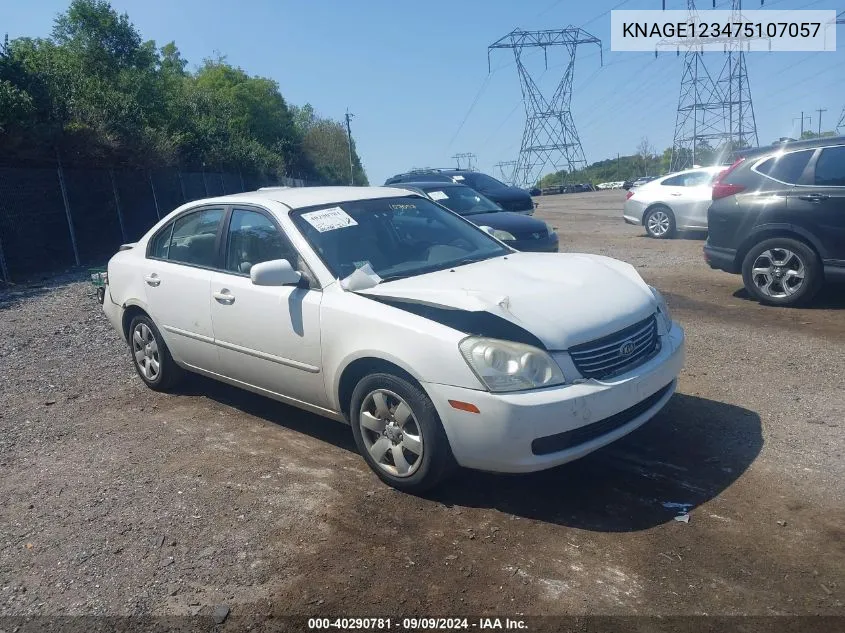 2007 Kia Optima Lx VIN: KNAGE123475107057 Lot: 40290781