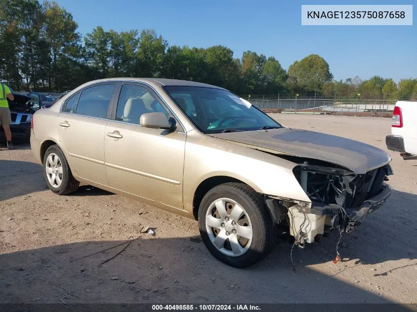 KNAGE123575087658 2007 Kia Optima Lx/Ex