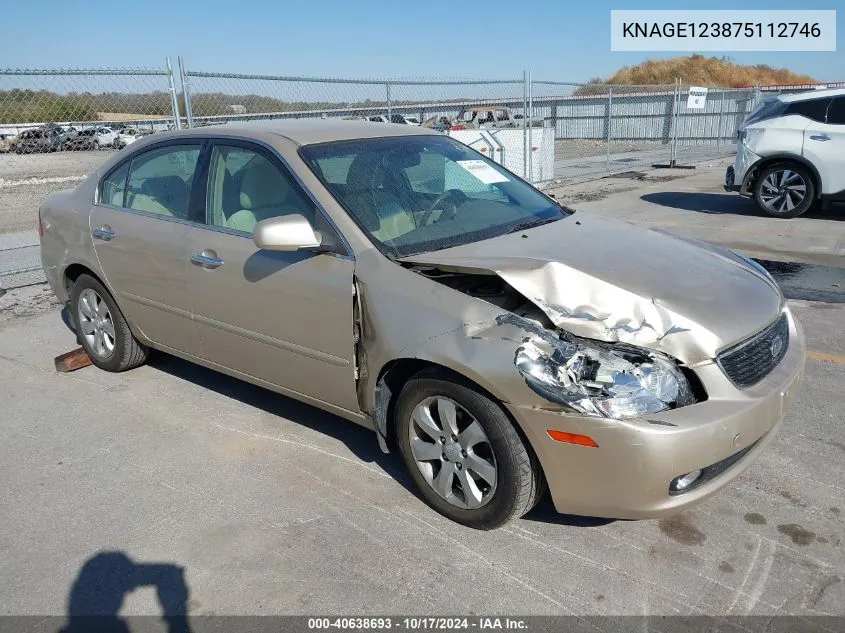 KNAGE123875112746 2007 Kia Optima Ex