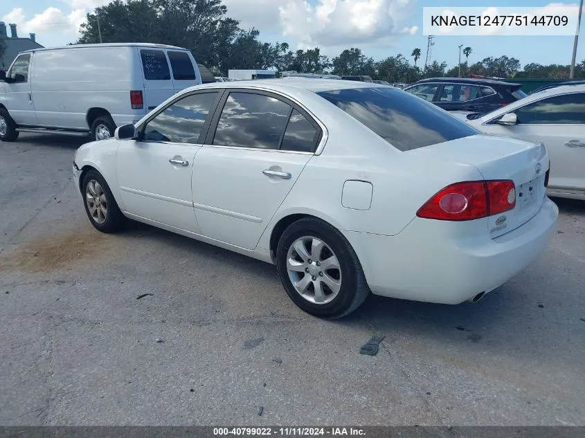 2007 Kia Optima Ex V6 VIN: KNAGE124775144709 Lot: 40799022