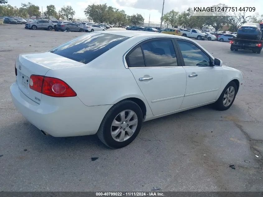 2007 Kia Optima Ex V6 VIN: KNAGE124775144709 Lot: 40799022