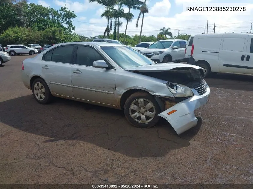 KNAGE123885230278 2008 Kia Optima Lx