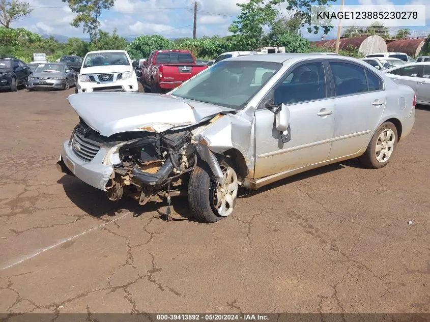 KNAGE123885230278 2008 Kia Optima Lx