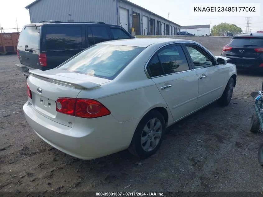 KNAGE123485177062 2008 Kia Optima Ex