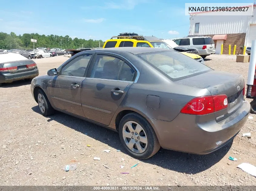 KNAGE123985220827 2008 Kia Optima Lx