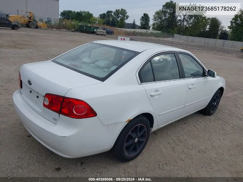 KNAGE123685178262 2008 Kia Optima Lx