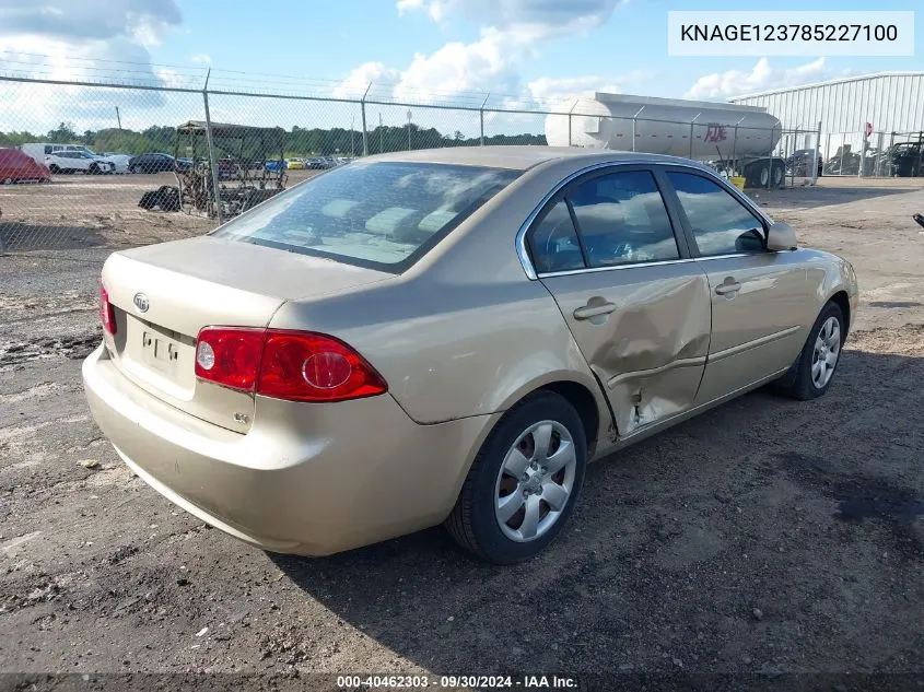 KNAGE123785227100 2008 Kia Optima Lx