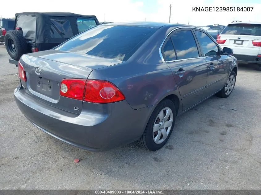 KNAGE123985184007 2008 Kia Optima Lx