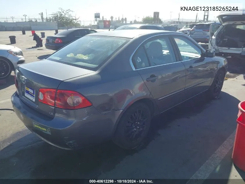 KNAGE123185265244 2008 Kia Optima Lx