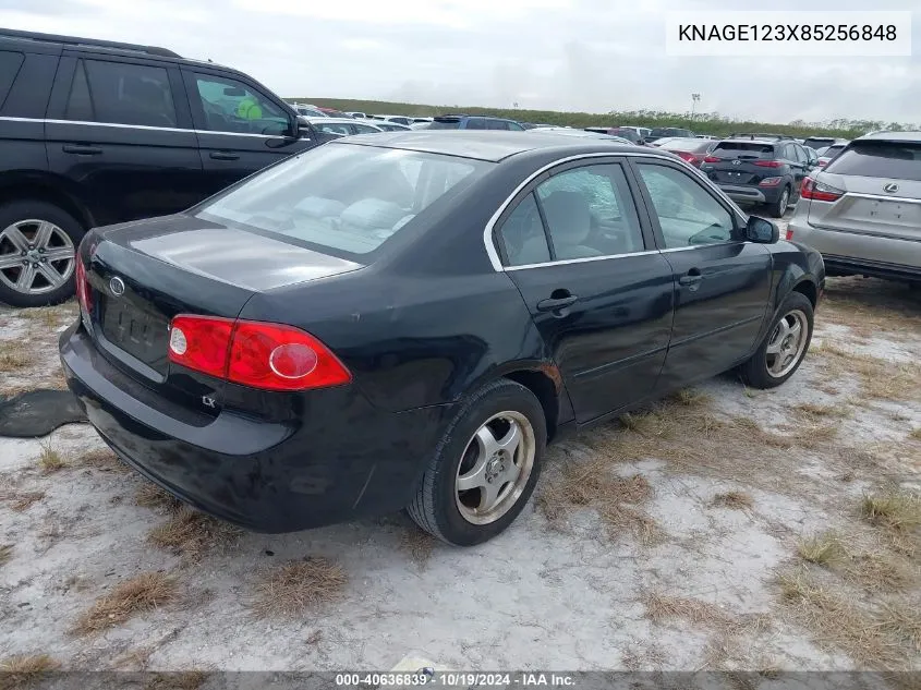 2008 Kia Optima Lx VIN: KNAGE123X85256848 Lot: 40636839