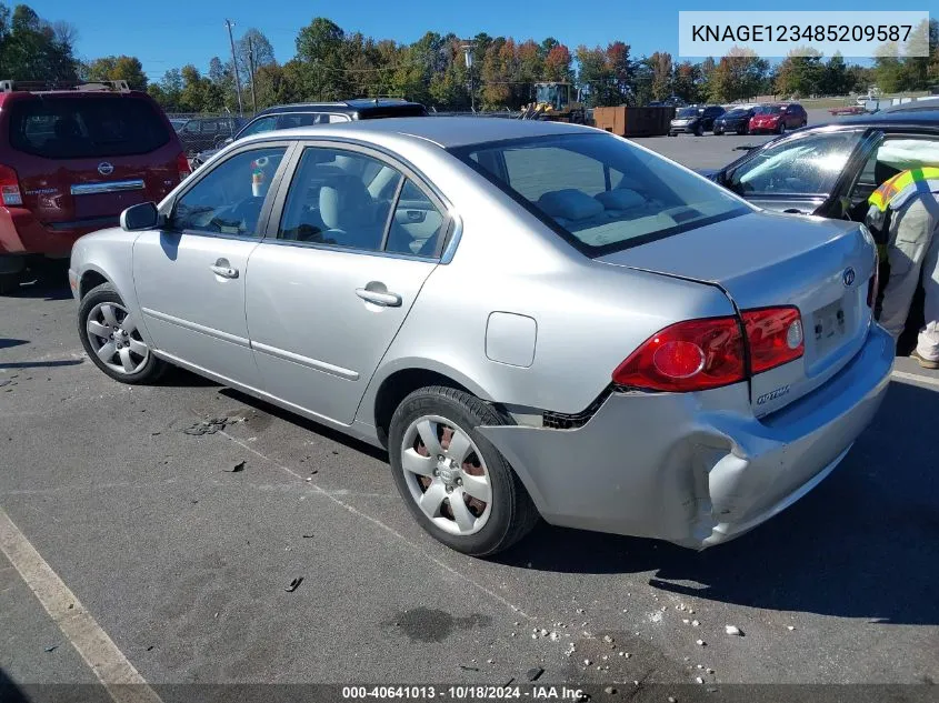 KNAGE123485209587 2008 Kia Optima Lx