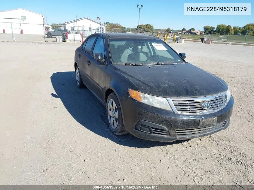 2009 Kia Optima Lx VIN: KNAGE228495318179 Lot: 40561907