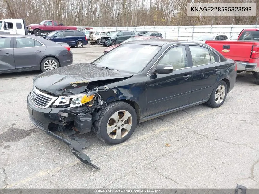 2009 Kia Optima Lx VIN: KNAGE228595323598 Lot: 40742643