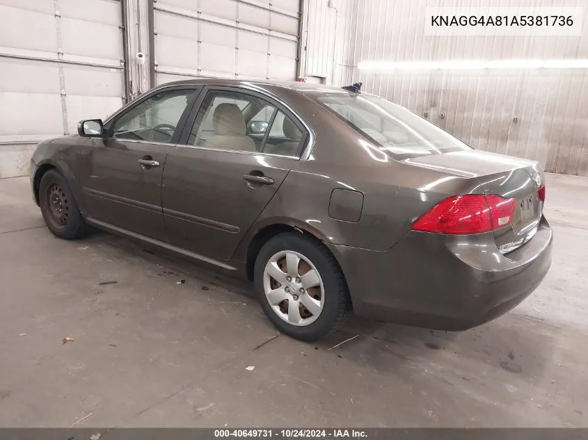 2010 Kia Optima Lx VIN: KNAGG4A81A5381736 Lot: 40649731