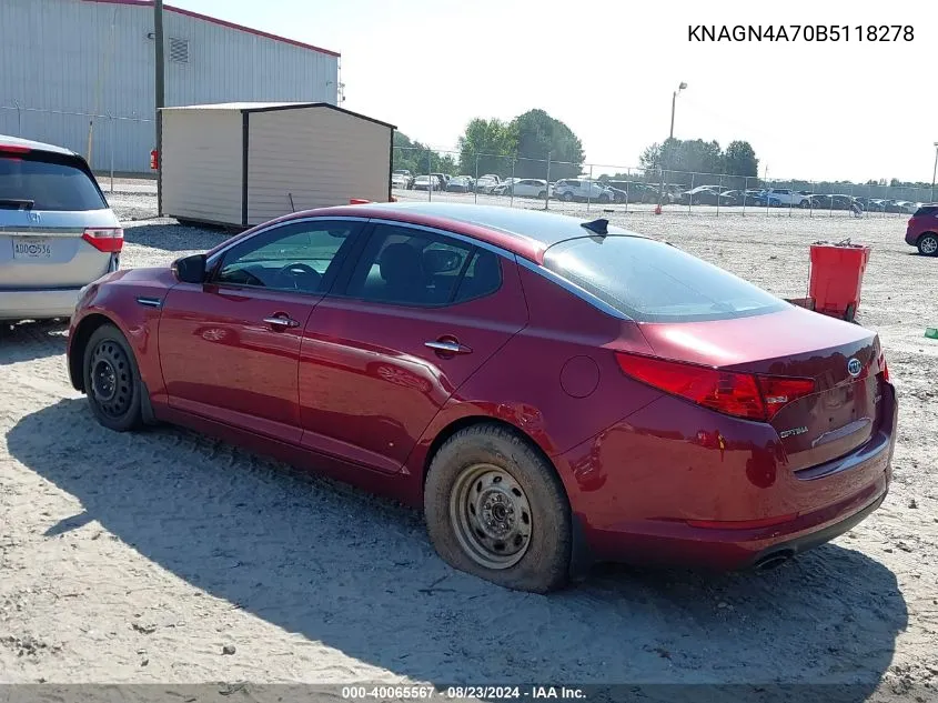 KNAGN4A70B5118278 2011 Kia Optima Ex/Sx