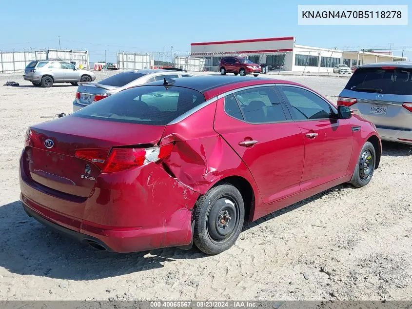 KNAGN4A70B5118278 2011 Kia Optima Ex/Sx