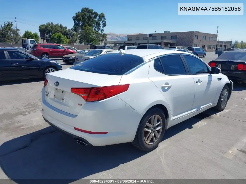 2011 Kia Optima Lx VIN: KNAGM4A75B5182058 Lot: 40294391