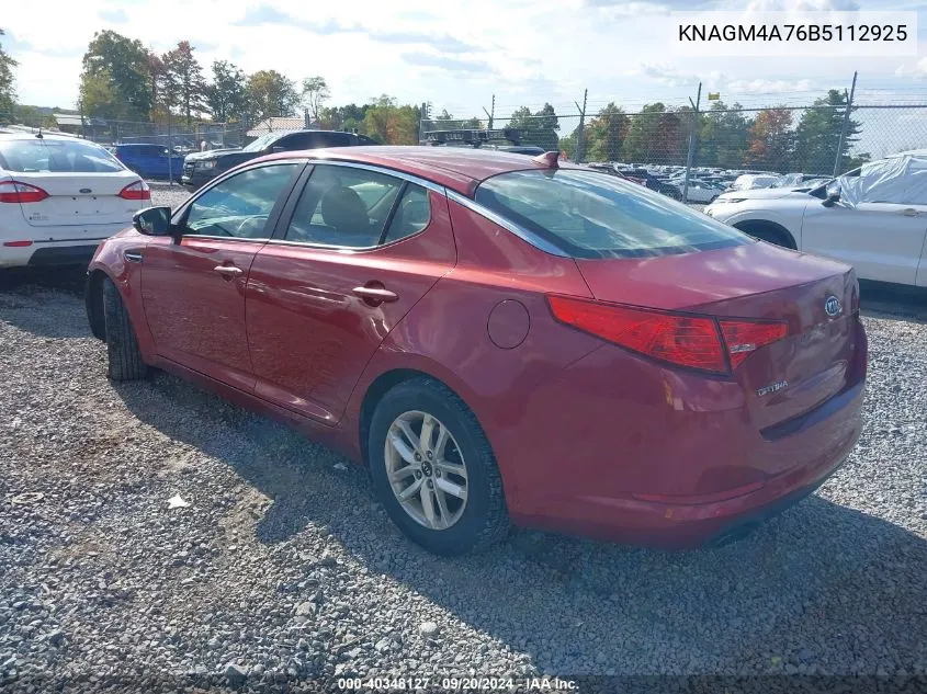 2011 Kia Optima Lx VIN: KNAGM4A76B5112925 Lot: 40348127