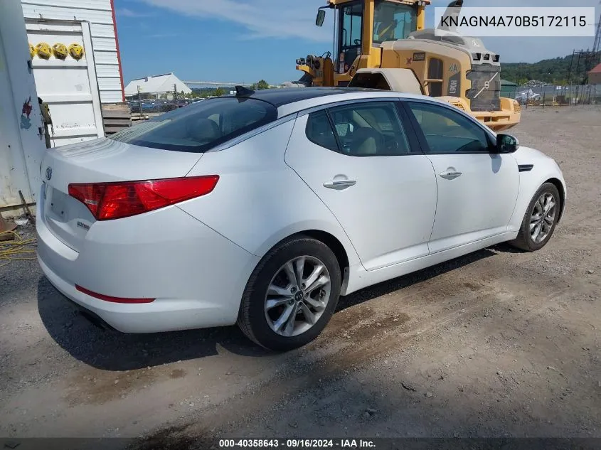 2011 Kia Optima Ex VIN: KNAGN4A70B5172115 Lot: 40358643