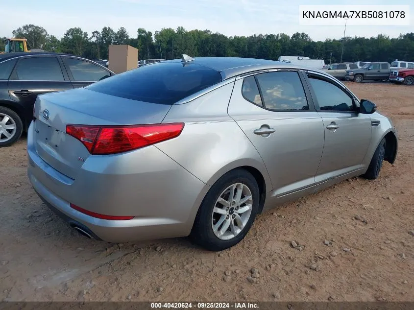 2011 Kia Optima Lx VIN: KNAGM4A7XB5081078 Lot: 40420624