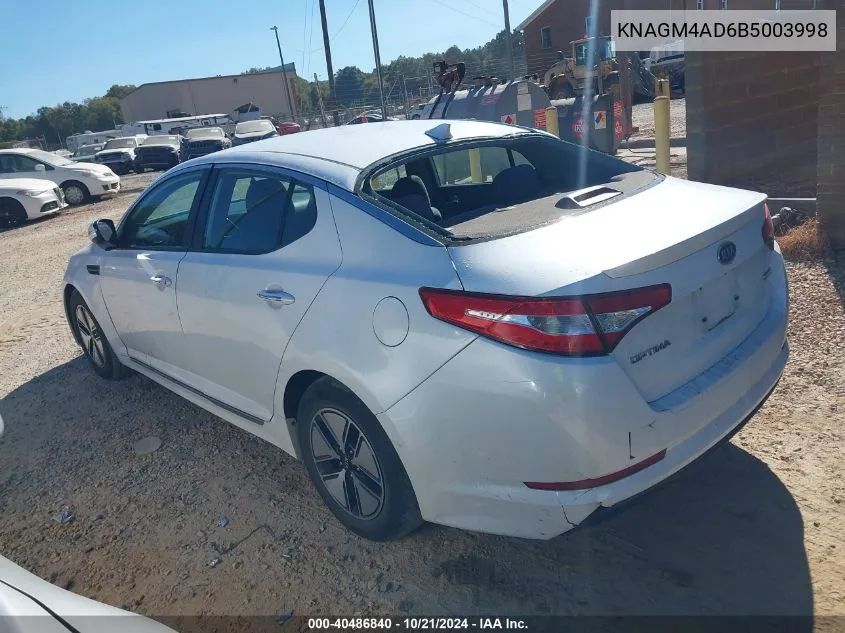 2011 Kia Optima Hybrid Ex VIN: KNAGM4AD6B5003998 Lot: 40486840