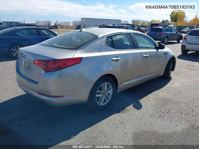 2011 Kia Optima Lx VIN: KNAGM4A70B5193193 Lot: 40724277