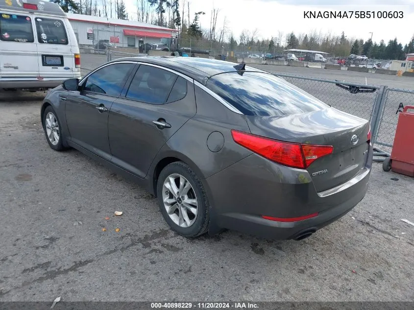 2011 Kia Optima Ex VIN: KNAGN4A75B5100603 Lot: 40898229