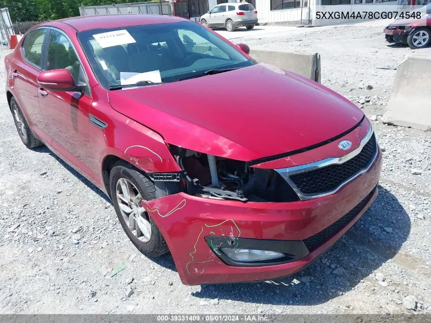 2012 Kia Optima Lx VIN: 5XXGM4A78CG074548 Lot: 39331409