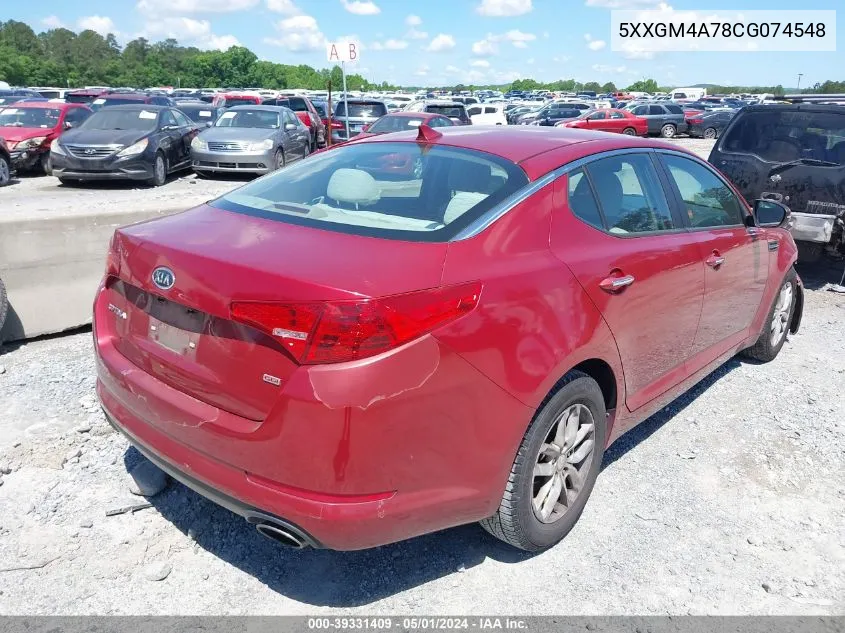 2012 Kia Optima Lx VIN: 5XXGM4A78CG074548 Lot: 39331409